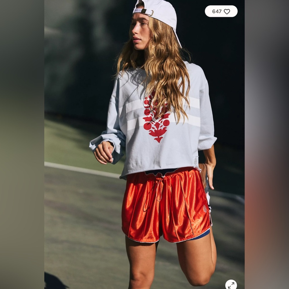 FP Movement by Free People Gray and Red Long Sleeve Tee